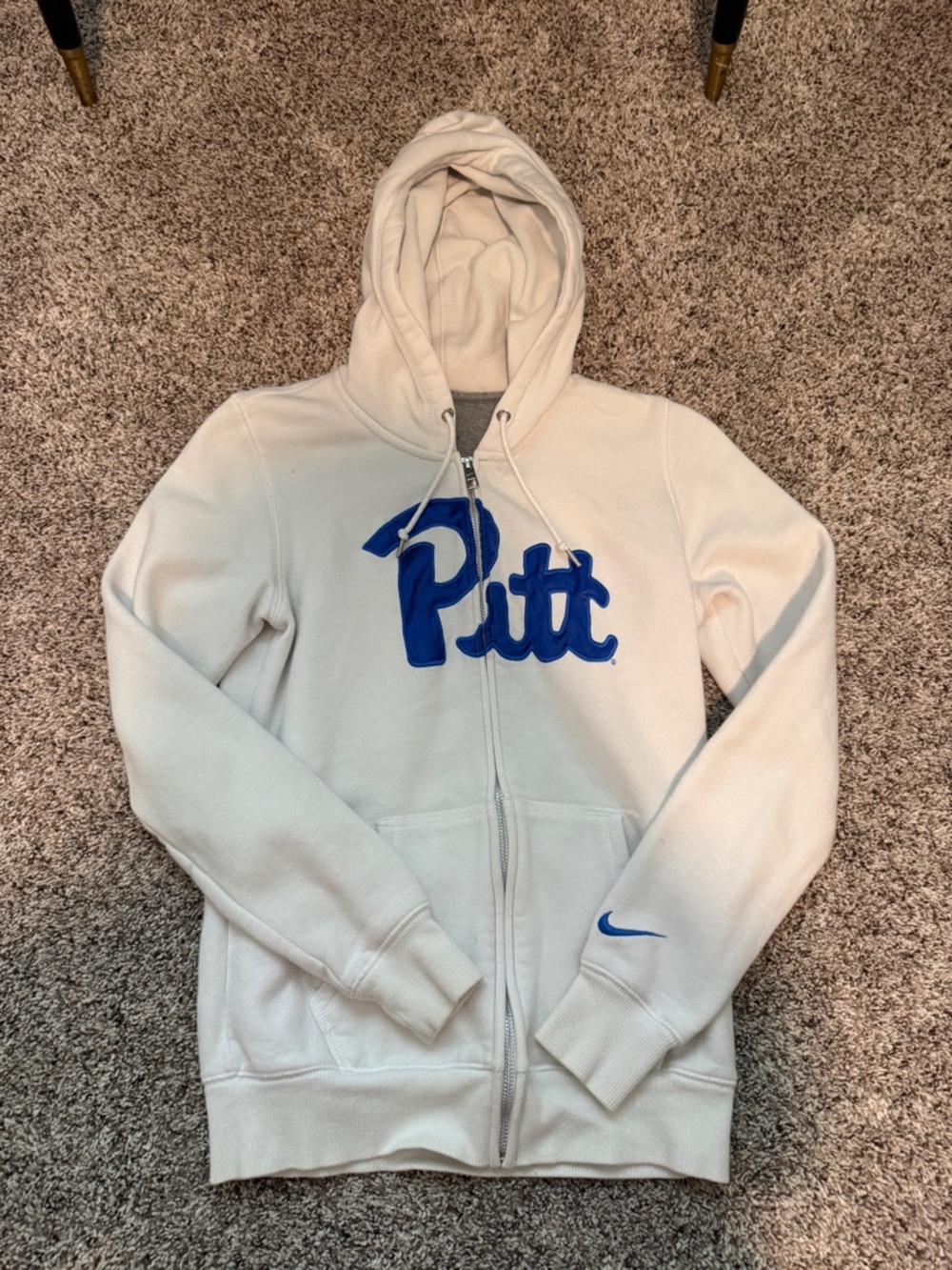 Nike White PITT Full-Zip Hoodie with Gray Interior